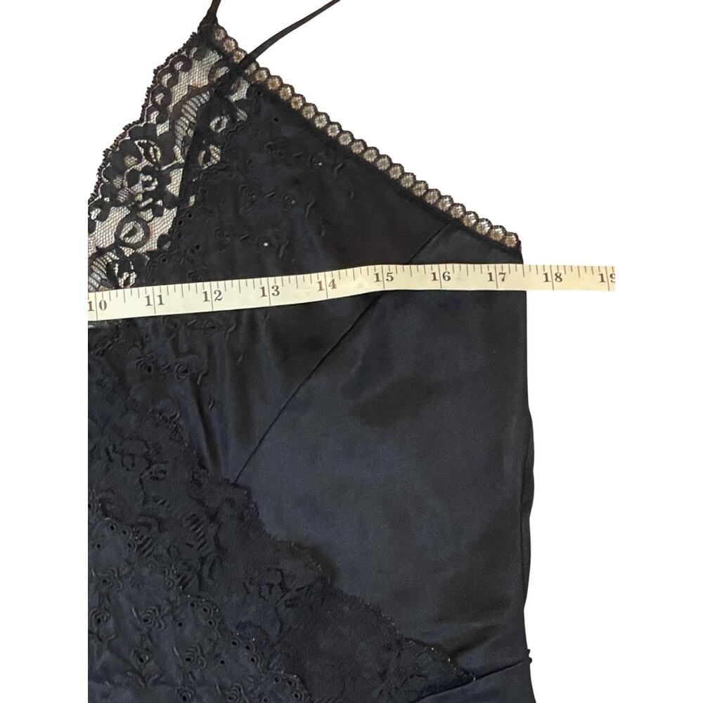 Vintage Private Treasures Black Lace Trim Slip Nightgown Size Medium 1970s - Picture 10 of 14
